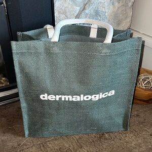NWOT Dermalogica Forest Green Tote with White Handles